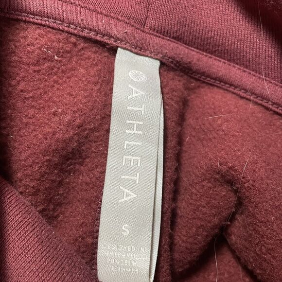 Athleta Sweatshirt Sz S Oversized Cozy Karma Funnel Neck Pullover Maple Red - Picture 6 of 9